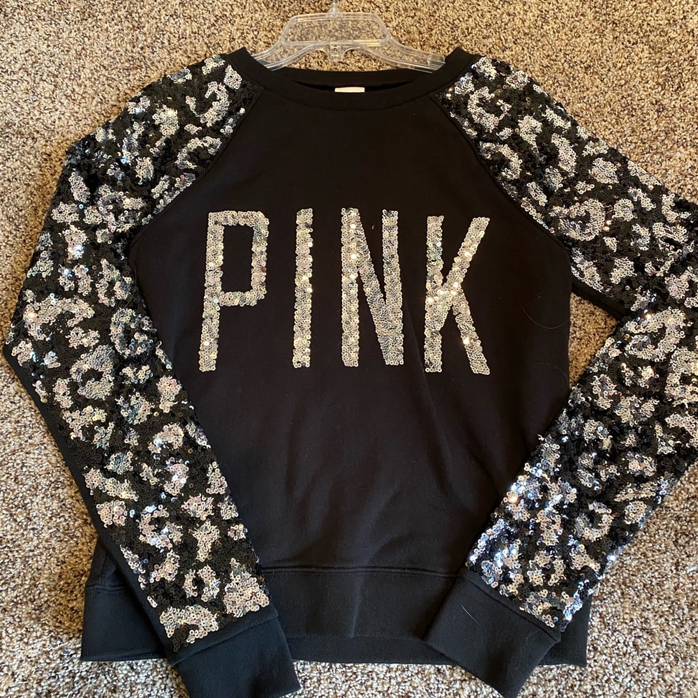PINK Victoria Secret cheetah sequin sweatshirt
